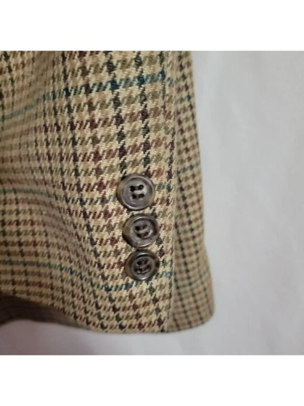 Hunting Horn J. Riggings Sport Coat Jacket Houndstooth Men's 42R Poly Wool Silk